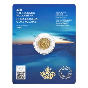 2025 加拿大 9999 雄偉的北極熊金幣 1/10 盎司 - 檢驗卡裝