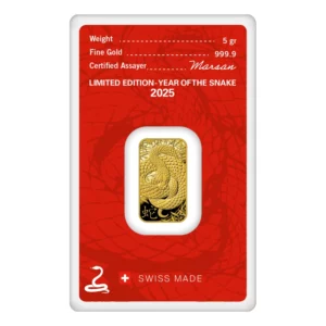 2025 瑞士賀利氏蛇年金條 5 公克 - 檢驗卡裝